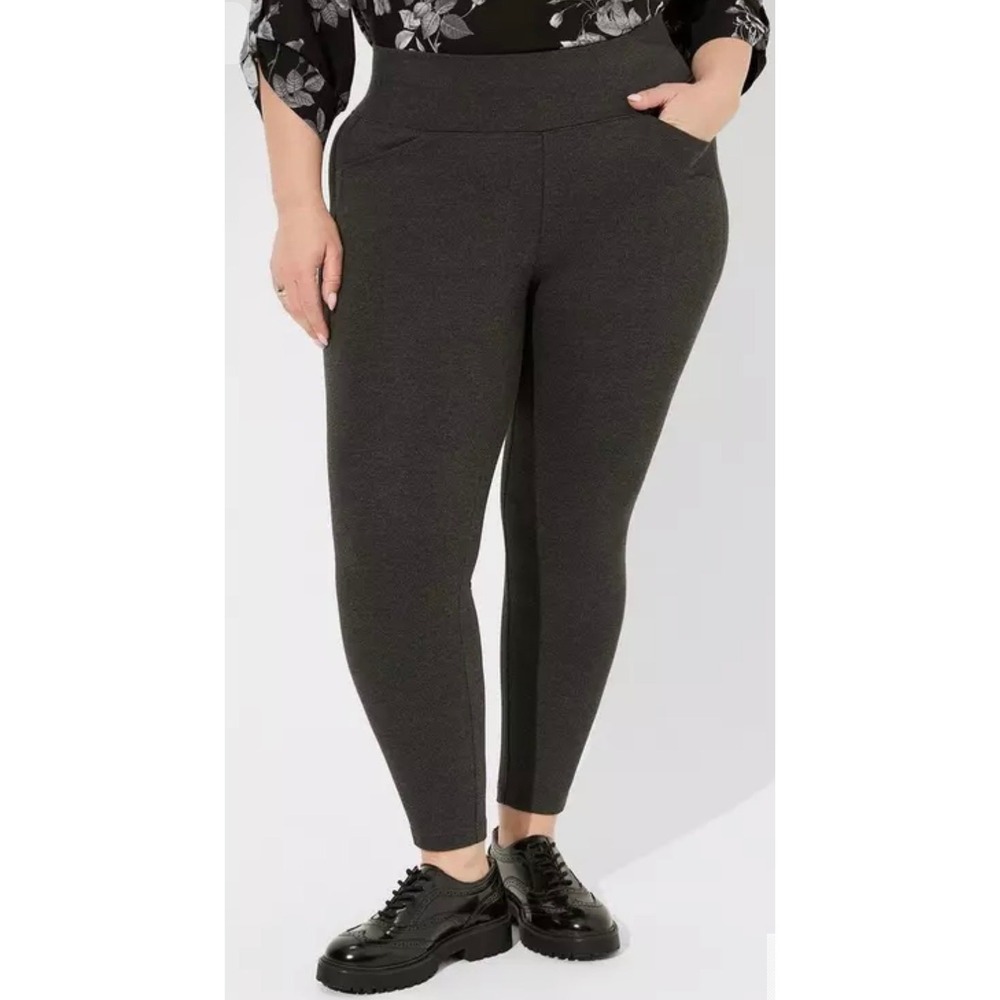 Torrid Studio Luxe Ponte Pull-On Pocket Pixie Slim Fit Pants Gray 2R 2x 18 20